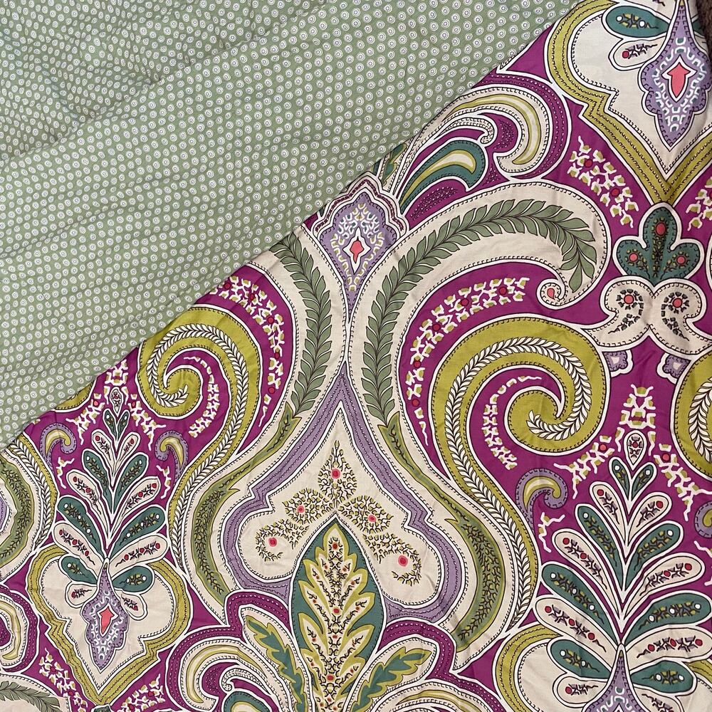 Echo Design Purple, Green & Cream Paisley Reversible Duvet Cover
